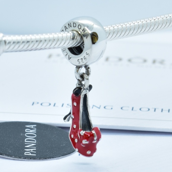 Pandora Minnie Mouse Shoe Slipper Silver Charm with gift box #213 - Picture 3 of 5